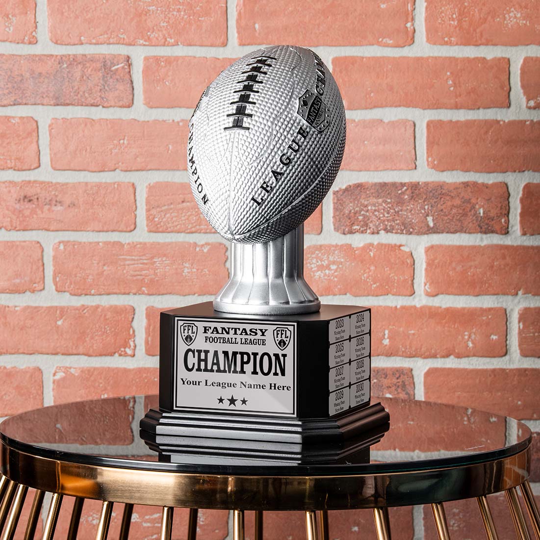 TrophySmack 15" Perpetual Fantasy Football Trophy - Silver Football