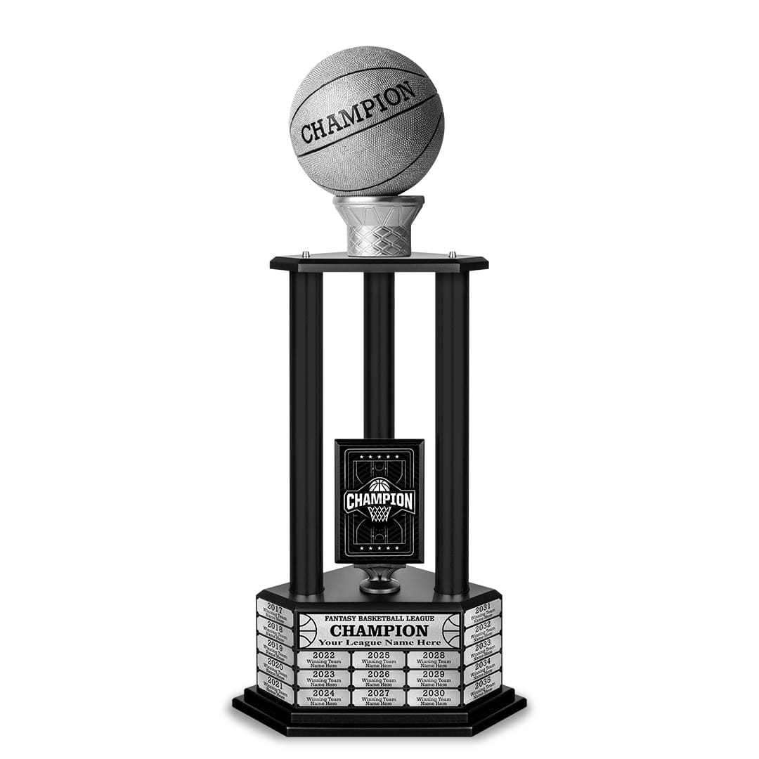 TrophySmack 26-36” Silver Basketball Trophy