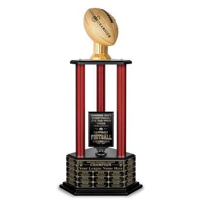 TrophySmack 26"-56" Perpetual Fantasy Football Trophy - Gold Football