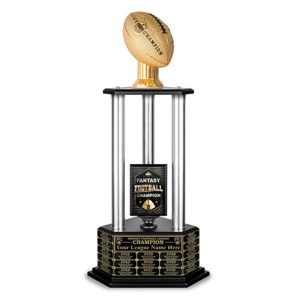 TrophySmack 26"-56" Perpetual Fantasy Football Trophy - Gold Football