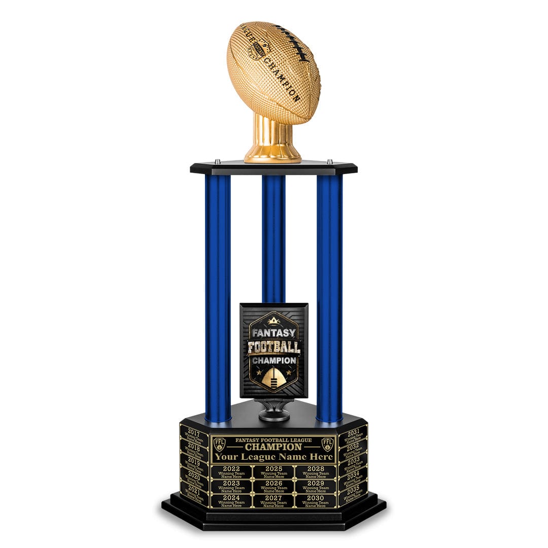 TrophySmack 26"-56" Perpetual Fantasy Football Trophy - Gold Football