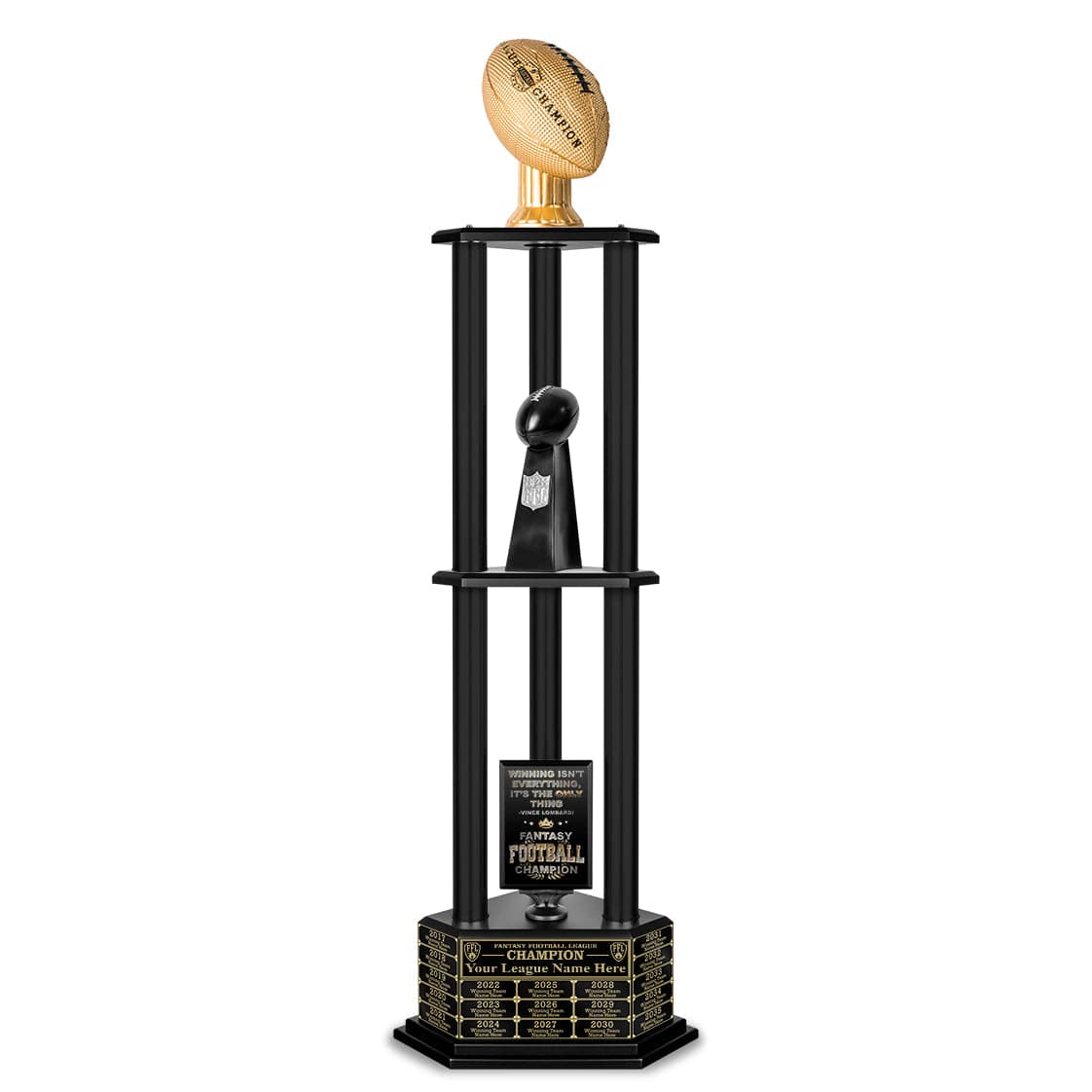 TrophySmack 26"-56" Perpetual Fantasy Football Trophy - Gold Football