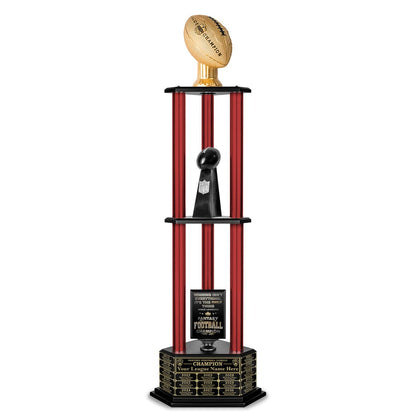TrophySmack 26"-56" Perpetual Fantasy Football Trophy - Gold Football