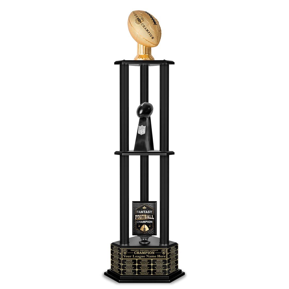 TrophySmack 26"-56" Perpetual Fantasy Football Trophy - Gold Football