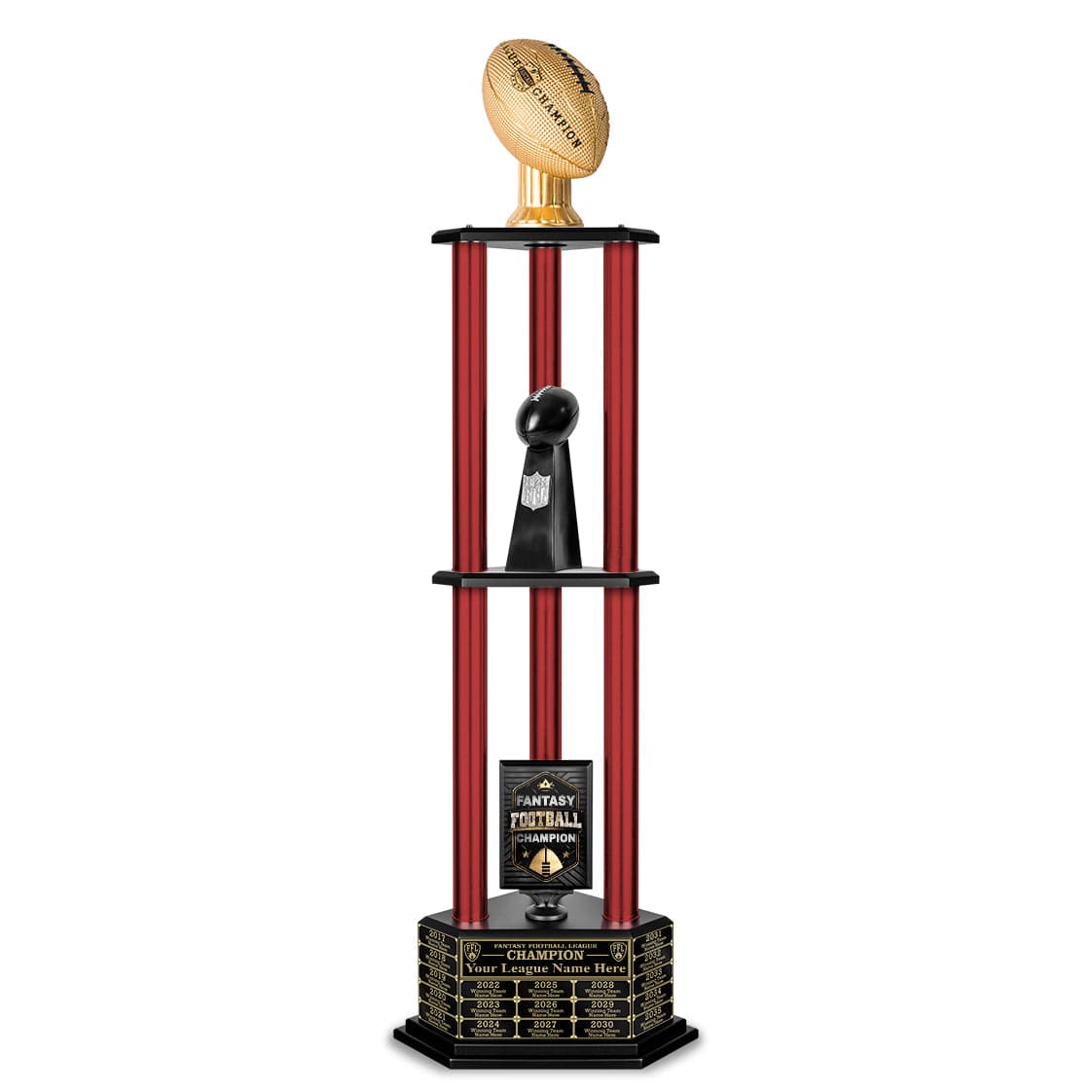 TrophySmack 26"-56" Perpetual Fantasy Football Trophy - Gold Football