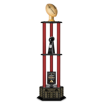 TrophySmack 26"-56" Perpetual Fantasy Football Trophy - Gold Football