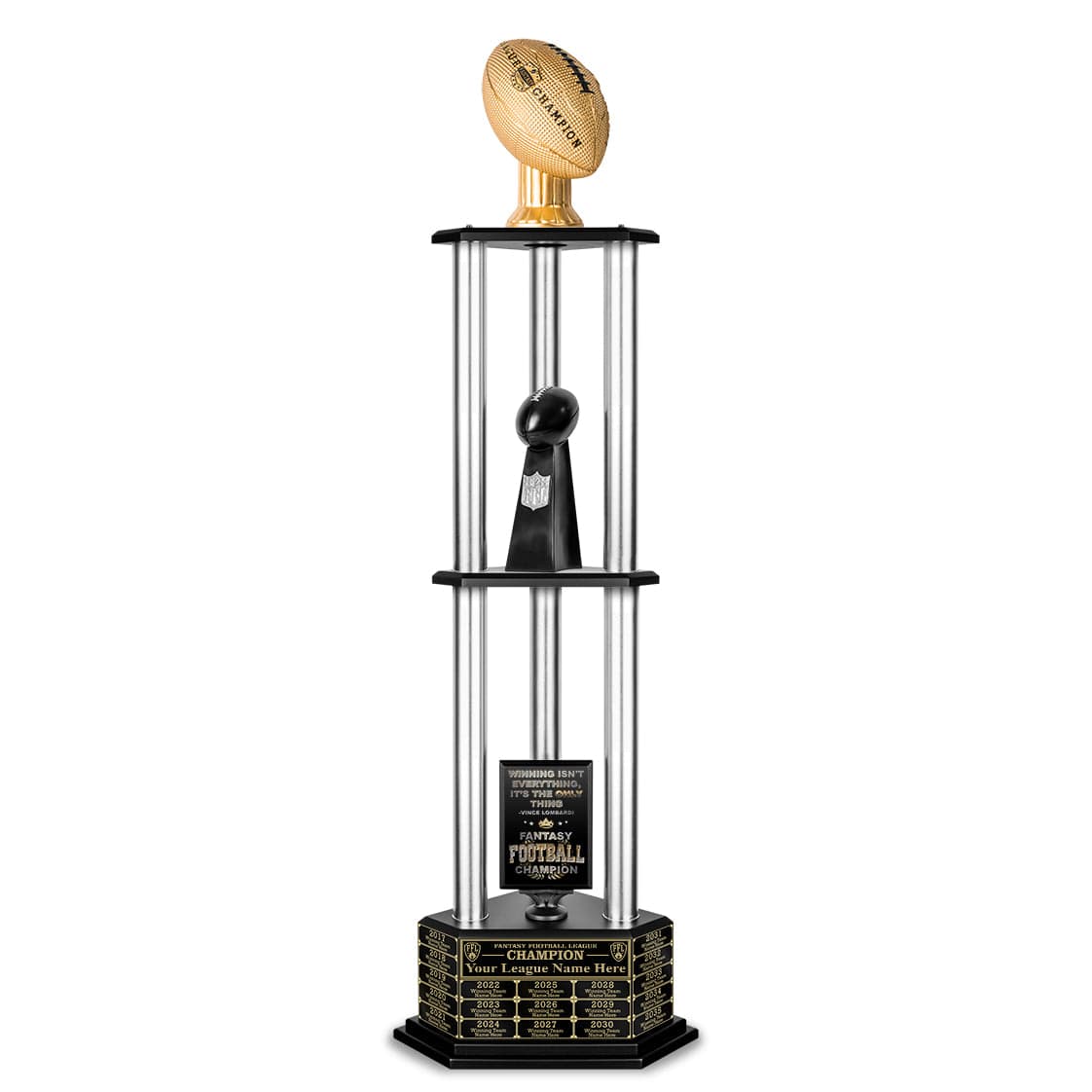 TrophySmack 26"-56" Perpetual Fantasy Football Trophy - Gold Football