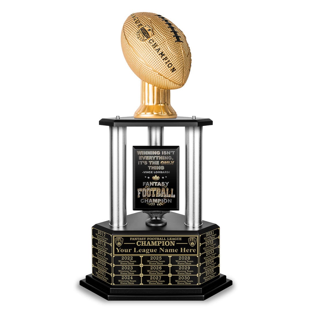 TrophySmack 26"-56" Perpetual Fantasy Football Trophy - Gold Football