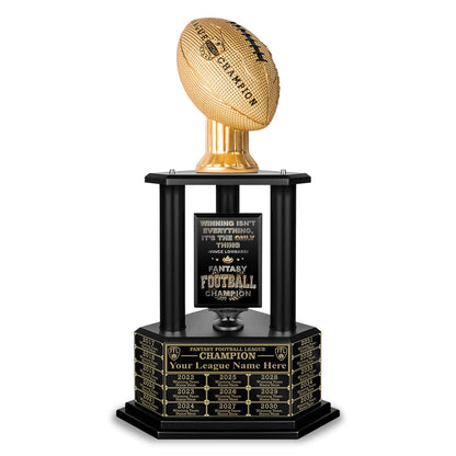 TrophySmack 26"-56" Perpetual Fantasy Football Trophy - Gold Football