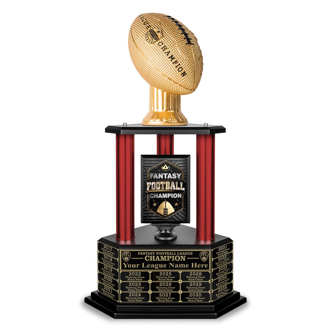 TrophySmack 26"-56" Perpetual Fantasy Football Trophy - Gold Football