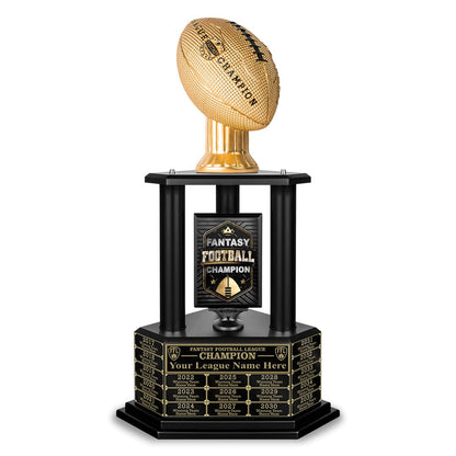 TrophySmack 26"-56" Perpetual Fantasy Football Trophy - Gold Football