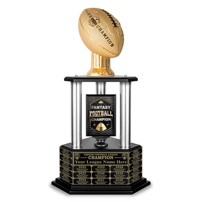 TrophySmack 26"-56" Perpetual Fantasy Football Trophy - Gold Football