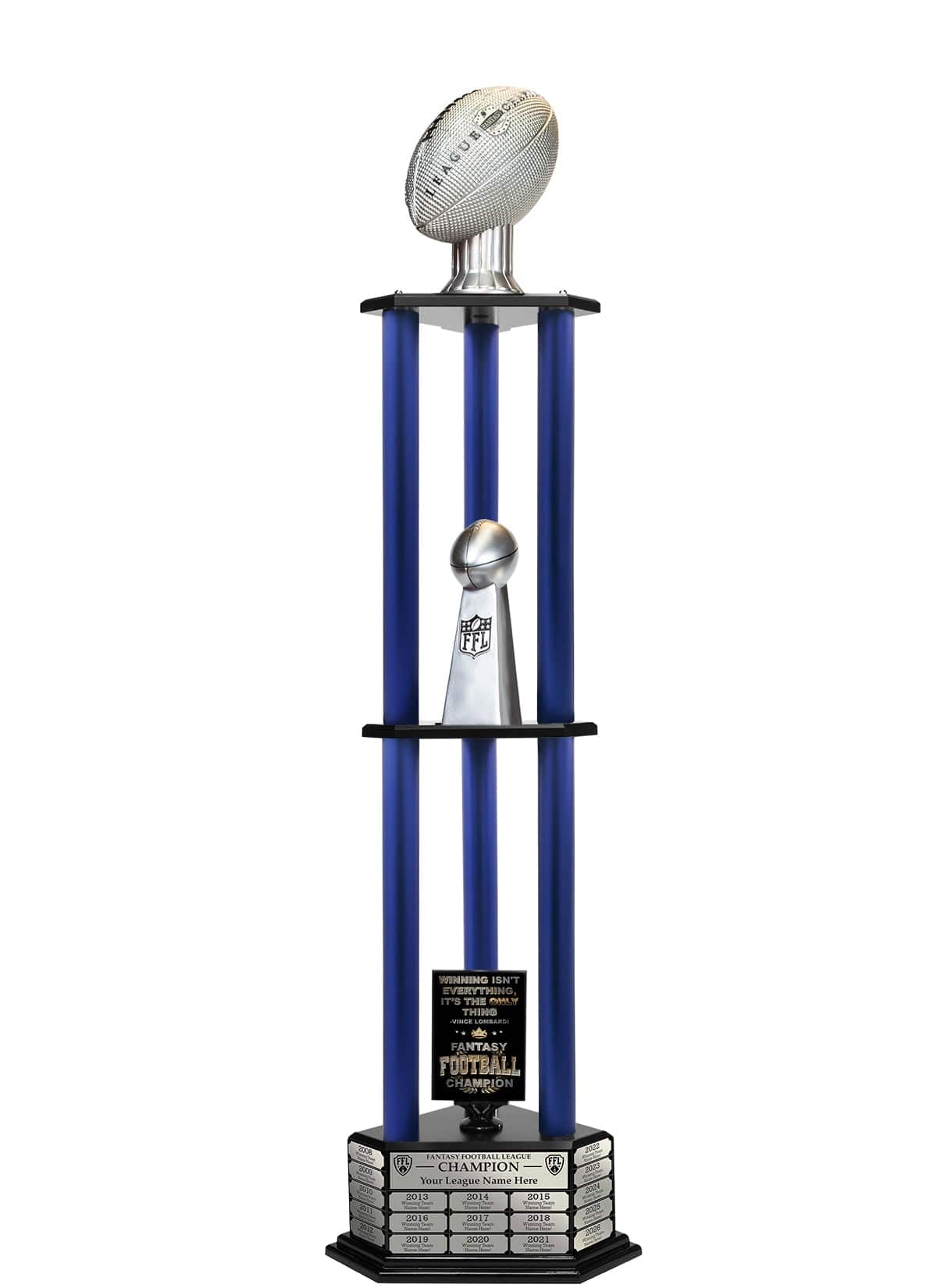 TrophySmack 26"-56" Perpetual Fantasy Football Trophy - Silver Football