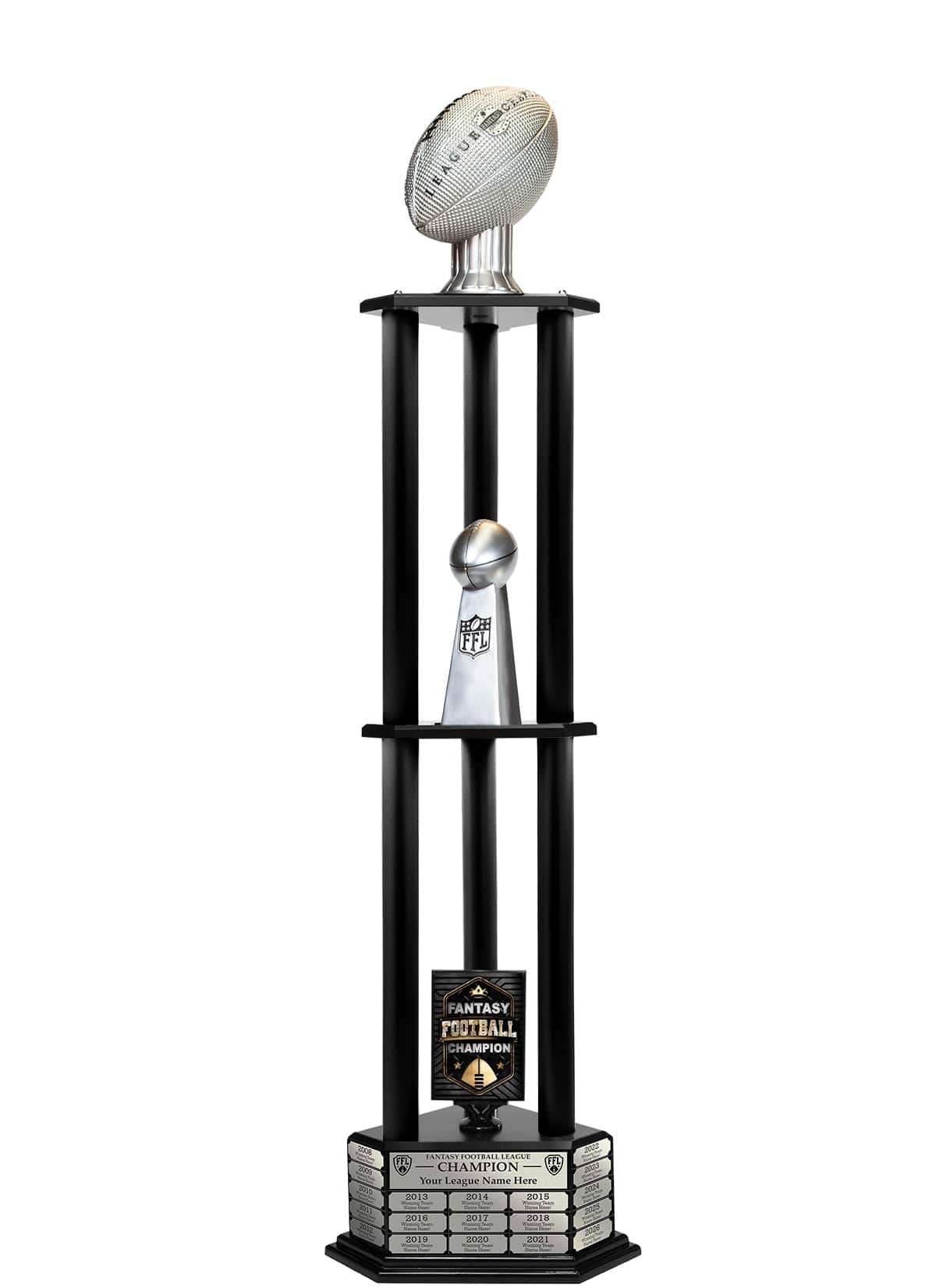 TrophySmack 26"-56" Perpetual Fantasy Football Trophy - Silver Football