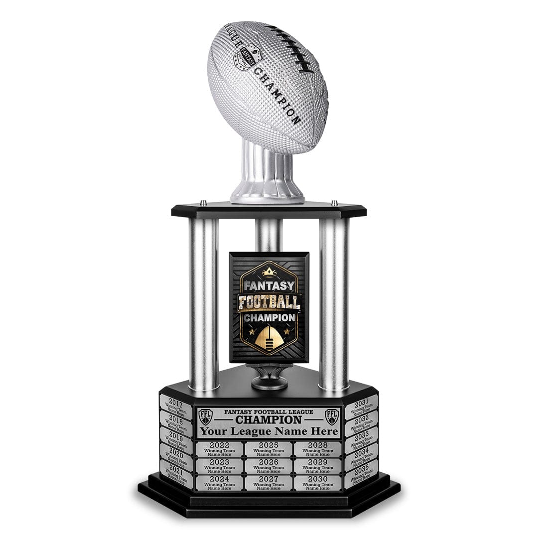 TrophySmack 26"-56" Perpetual Fantasy Football Trophy - Silver Football